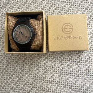 Wooden Watch with Black Strap